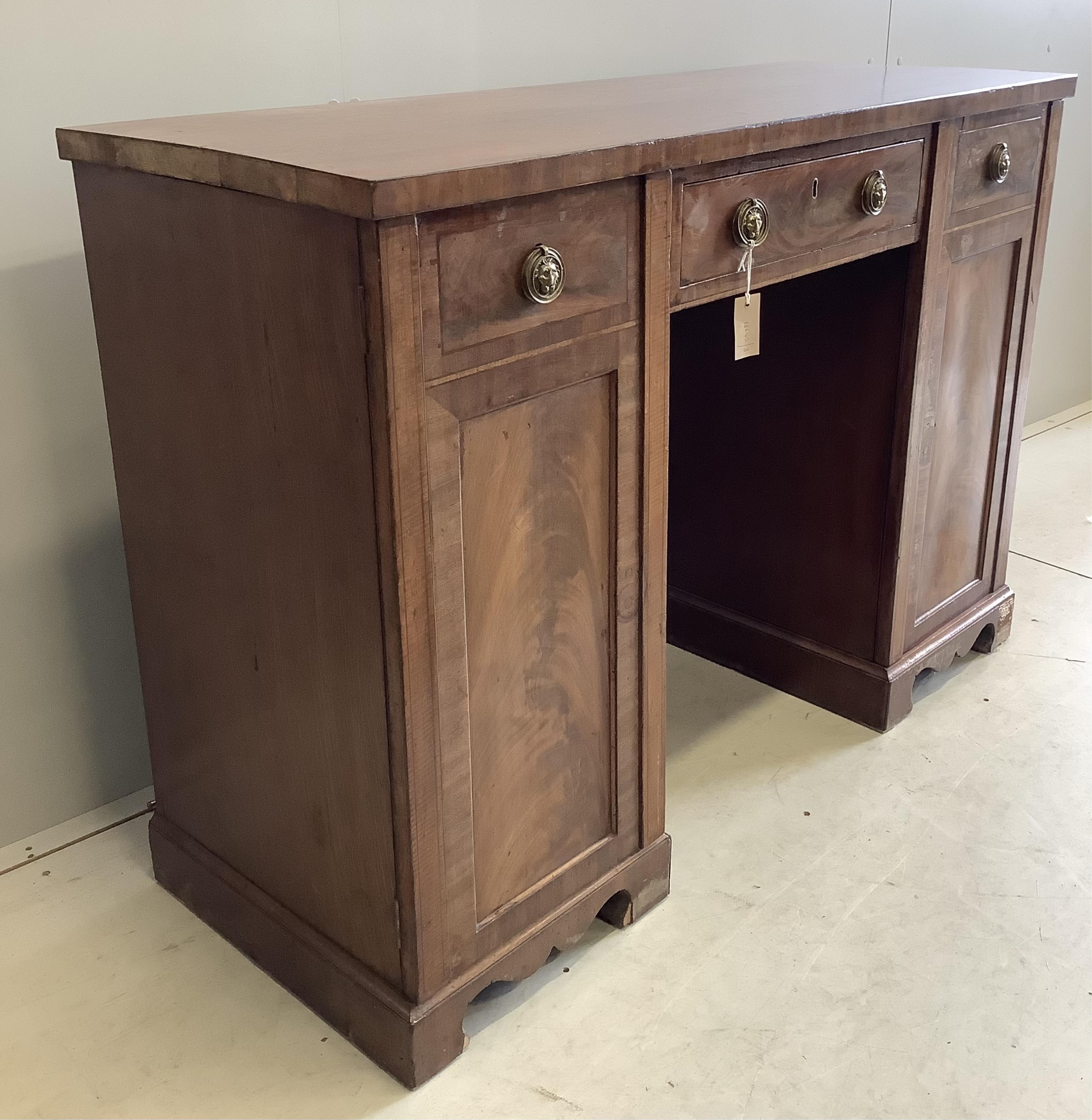 A George IV mahogany sideboard, width 132cm, depth 49cm, height 91cm. Condition - fair